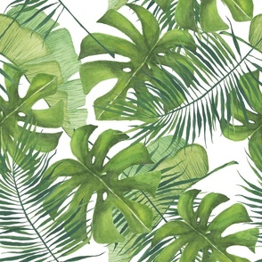Watercolor Tropical Leaf Pattern