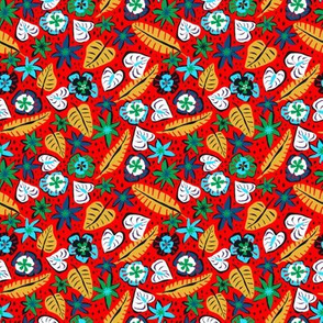 Micro Print - Tropical Abstract - Red