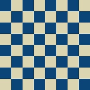 JP15 - Medium - Checkerboard in One Inch Squares of Steel Blue and Ecru