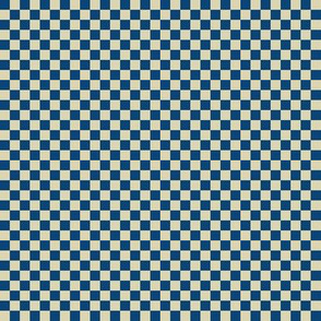 JP15 - Small - Checkerboard of Quarter Inch Squares in Steel Blue and Ecru