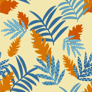 Tropical Ginger Flower, blue and copper