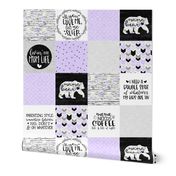 MomLife//Mama Bear//Coffee//Purple - Wholecloth Cheater Quilt