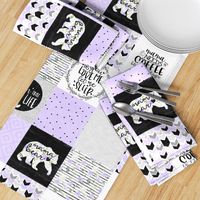 MomLife//Mama Bear//Coffee//Purple - Wholecloth Cheater Quilt