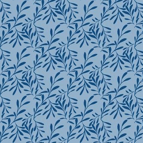 A Drift of Classic Blue Leaves on Slate Blue - Small Scale