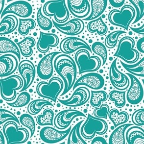 PAISLEY HEARTS-TURQUOISE