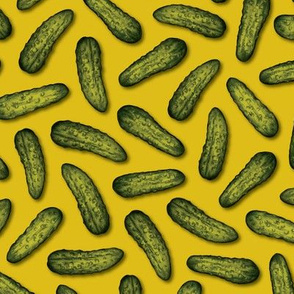 A Plethora Of Pickles - Green & Yellow Gherkin Pattern