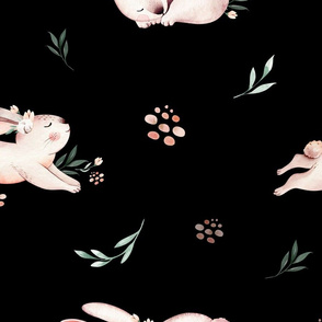 Baby bunny animal pattern. Forest rabbit watercolor collection 5