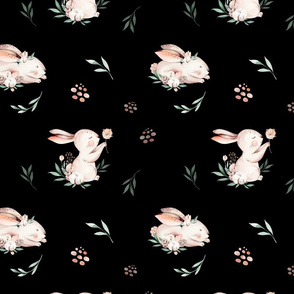 Baby bunny animal pattern. Forest rabbit watercolor collection 8