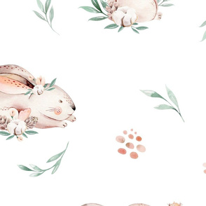 Baby bunny animal pattern. Forest rabbit watercolor collection 4