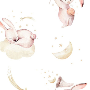 Good night with rabbit. Cute sleeping bunny 4