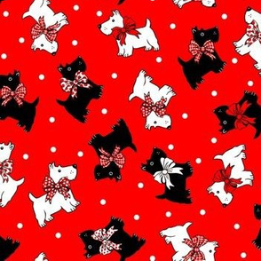 Scottie dogs on red