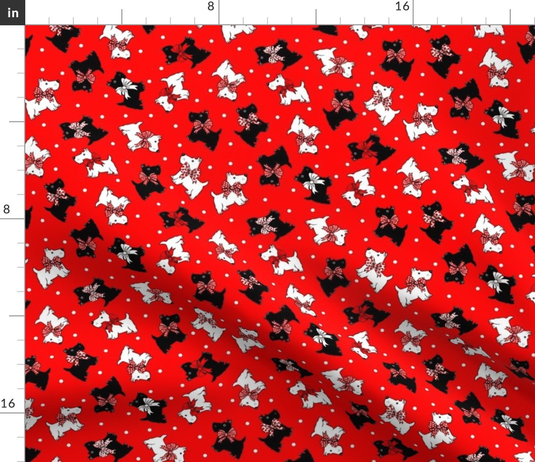 Scottie dogs on red