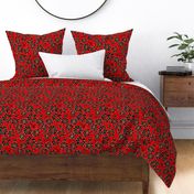 Woodcut flowers red