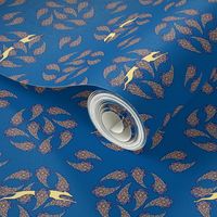 Blue Paisley Circles and Running Greyhounds