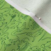 Bearded Dragon Doodles Green on Green Small