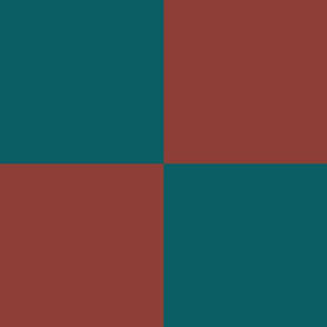 JP14  - Cheater Quilt Checkerboard in Seven  Inch Squares of Rust and Turquoise