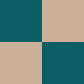 JP14 - Cheater Quilt Checkerboard in Seven Inch Squares of Turquoise and Ecru