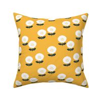 Sweet Scandinavian spring flower garden minimal daisies design ochre navy blue