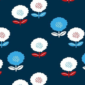 Sweet American spring flower garden minimal daisies design usa american holiday blue red