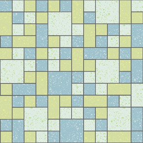 Mid Century tiles blue and yellow