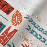 MED - Tropical Tiki design - tiki, albatross, hawaii, palm tree, palms - tropical print - rust