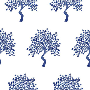 dogwood trees blue on white