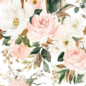 10" Vintage Magnolia Florals // White