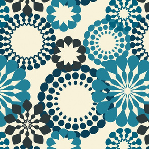 blue retro flowers