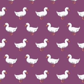 pekin duck fabric - white duck fabric, domesticated duck, farm bird, farm animals - purple