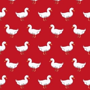 pekin duck fabric - white duck fabric, domesticated duck, farm bird, farm animals - red
