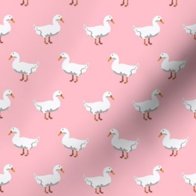 pekin duck fabric - white duck fabric, domesticated duck, farm bird, farm animals - pink