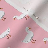 pekin duck fabric - white duck fabric, domesticated duck, farm bird, farm animals - pink