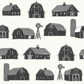 modern farmhouse fabric - barn fabric, farm fabric, farmhouse fabric -  black and cream