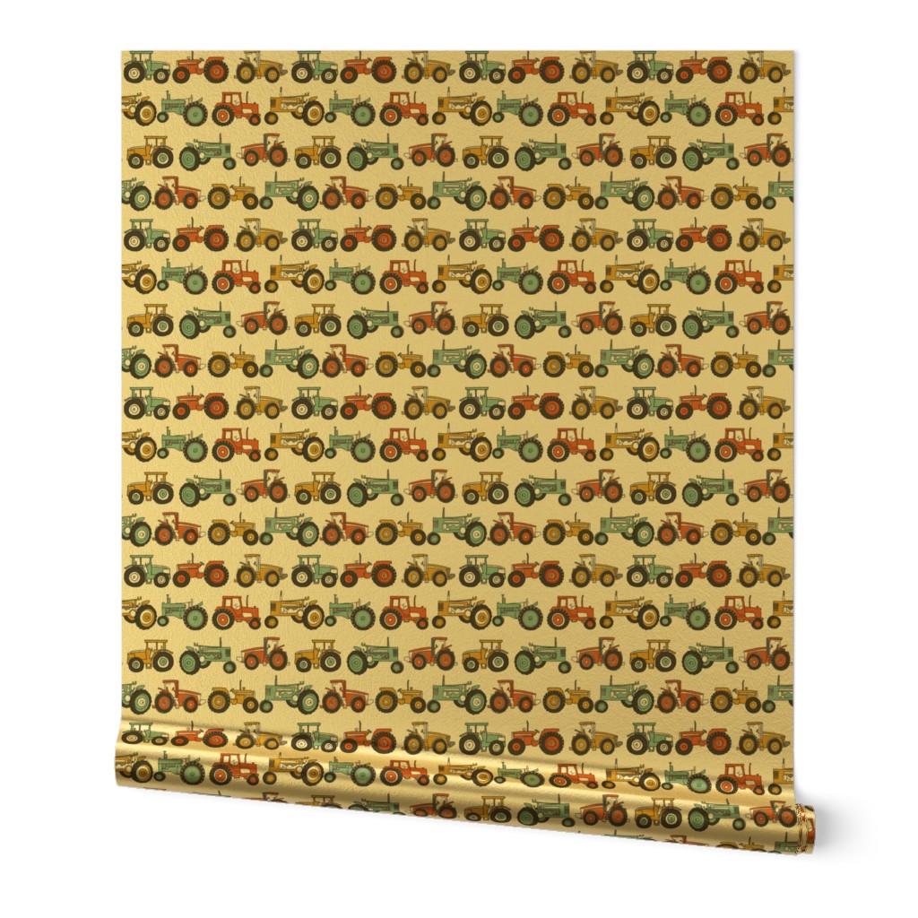 tractor fabric, tractors, vintage tractors  - neutral fabric, farm fabric, kids fabric - teal