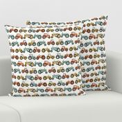 tractor fabric, tractors, vintage tractors  - neutral fabric, farm fabric, kids fabric - teal