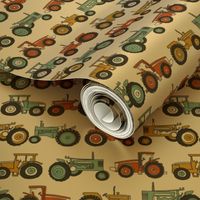 tractor fabric, tractors, vintage tractors  - neutral fabric, farm fabric, kids fabric - teal