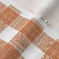 farmhouse check fabric - farmhouse fabric, modern gingham, tartan, check, hand-drawn fabric - orange