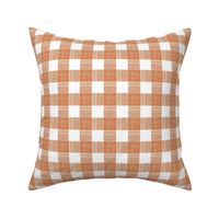 farmhouse check fabric - farmhouse fabric, modern gingham, tartan, check, hand-drawn fabric - orange