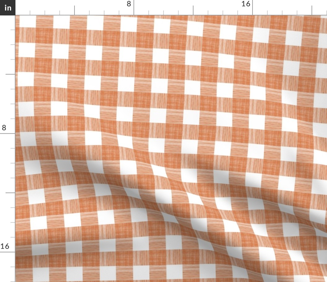 farmhouse check fabric - farmhouse fabric, modern gingham, tartan, check, hand-drawn fabric - orange