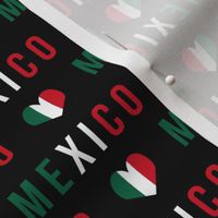 mexico love fabric - red and green, mexico flag, mexican fabric - black