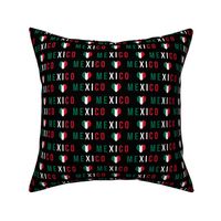 mexico love fabric - red and green, mexico flag, mexican fabric - black