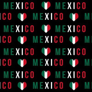 mexico love fabric - red and green, mexico flag, mexican fabric - black