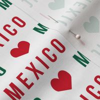 mexico love fabric - red and green, mexico flag, mexican fabric - white