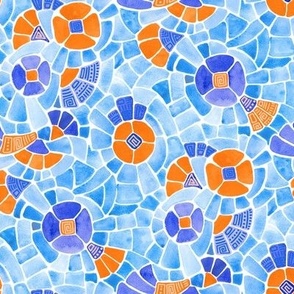 Orange Mosaic Flowers