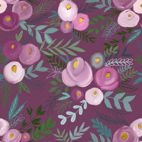 secret garden enchanting floral - on plum