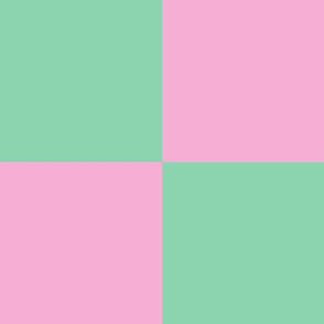 JP12 - Cheater Quilt Checkeboard of Seven Inch Squares in Pastel Green and Peppermint Pink