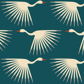 Art Deco Cranes - 10" Fabric, 24" Wallpaper