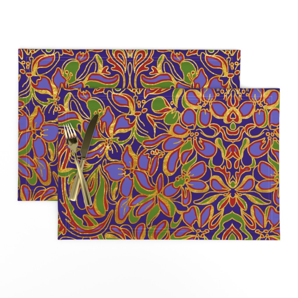 multicolor tapestry in gold