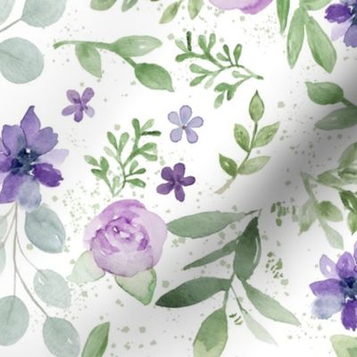 Lavender and Purple Watercolor Florals