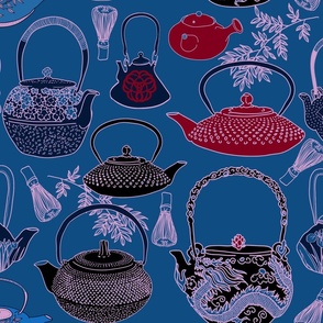 Japanese Vintage Teapots classic blue